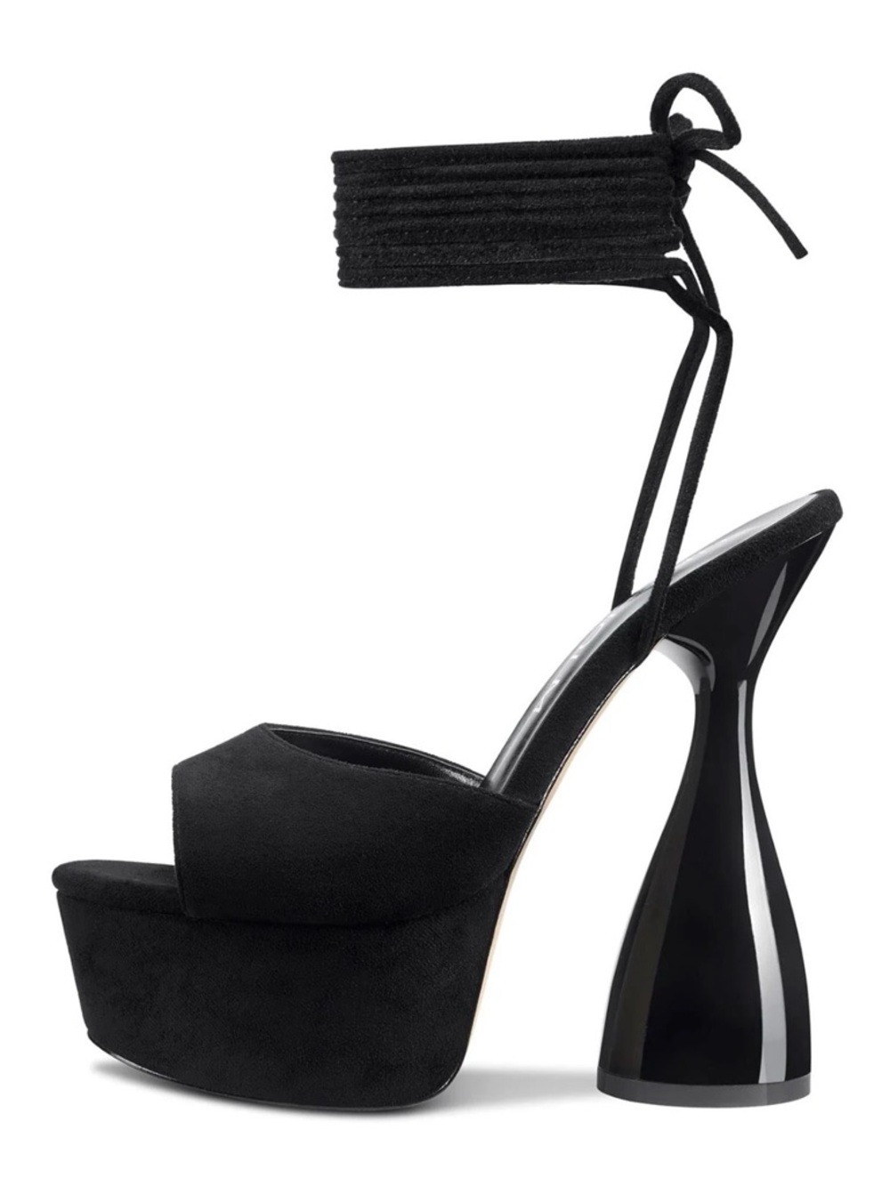 Women’s Black Platform Ankle-Tie High Heel Sandals Shoes Size 10 NEW - Picture 4 of 14